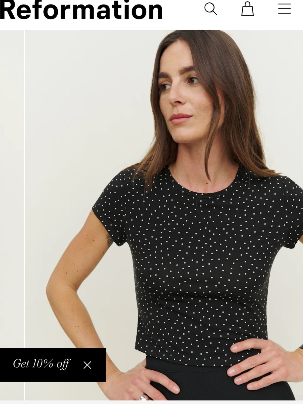 Reformation Black Polka Dot Muse Printed Shirt